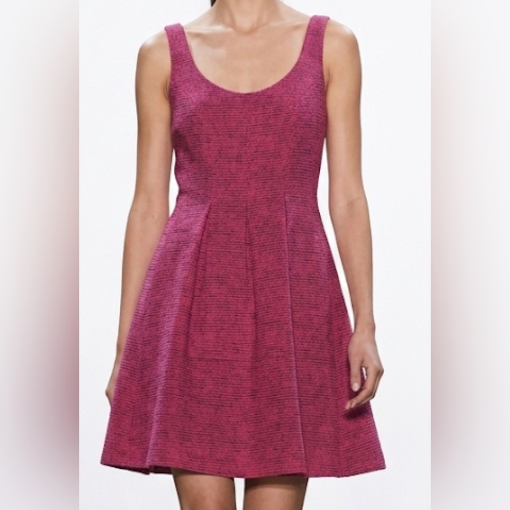 Nine West Magenta Pink Textured Fit and Flare‎ Dress Sleeveless Size 8